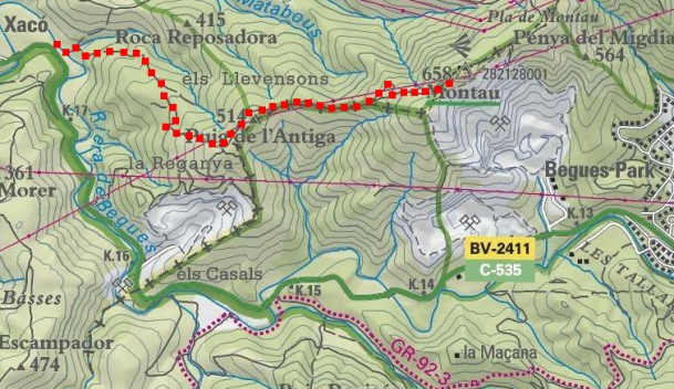 Itinerari (Mapa Institut Català de Cartografia)