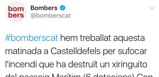 Un incendi calcina de matinada un restaurant de platja a Castelldefels
