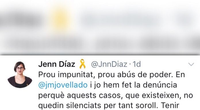 La diputada baixllobregatina d’ERC, Jenn Díaz, denuncia que un policia va escopir quan passava i la va insultar