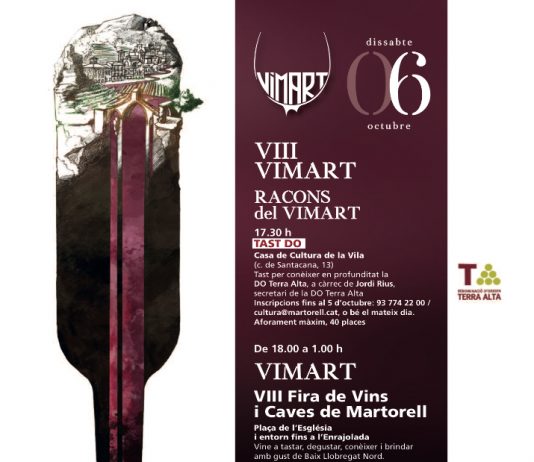 La DO Terra Alta és la convidada al 8è Vimart i dissabte portarà una quinzena de vins a Martorell