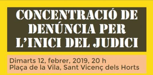 Concentració en solidaritat amb Junqueras a Sant Vicenç Dels Horts el primer dia del judici