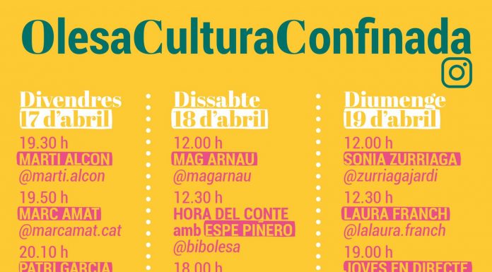 Les regidories de Cultura i Joventut impulsen el cicle virtual Olesa Cultura Confinada