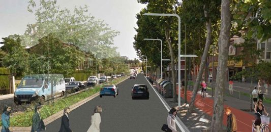 Obres a la carretera de Sant Boi per convertir-la en un corredor metropolità de transport públic i sostenible