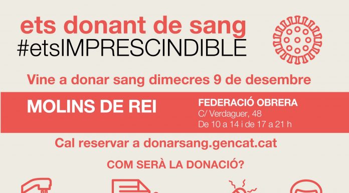 Molins de Rei podrà donar sang el proper 9 de desembre