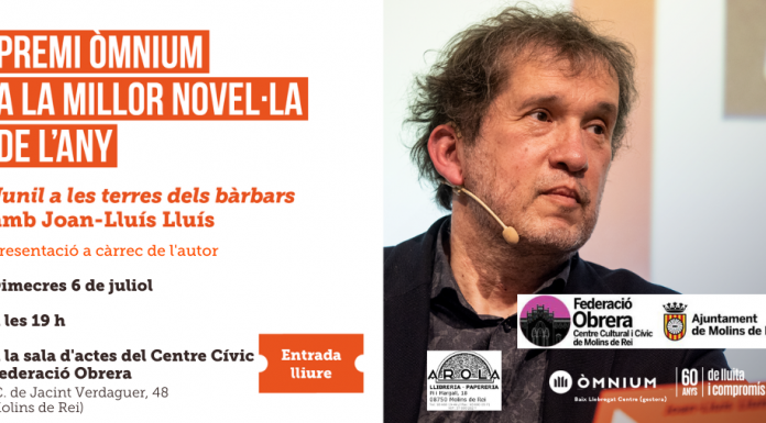 Joan-Lluís Lluís, presentarà el seu darrer llibre, Premi Òmnium 2021, a Molins de Rei
