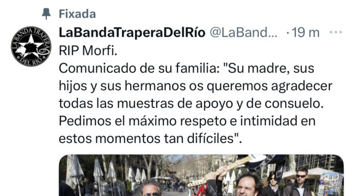 Mor Morfi Grei, el cantant de la mítica Banda Trapera del Río de Cornellà