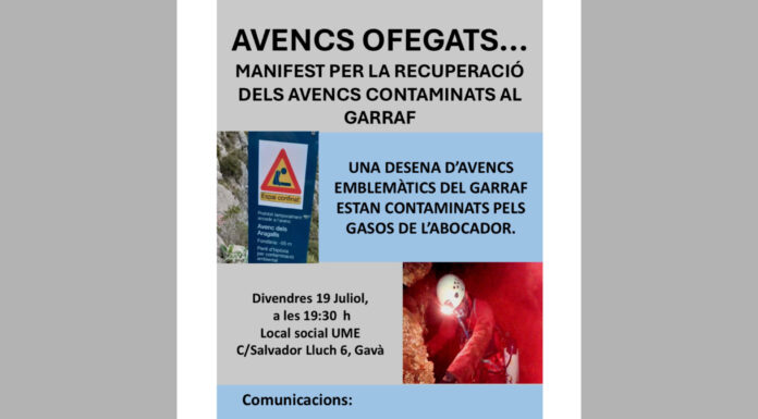 Ecologistes i espeleòlegs reclamen un pla urgent per acabar amb la presència de gasos contaminants als avencs del Garraf