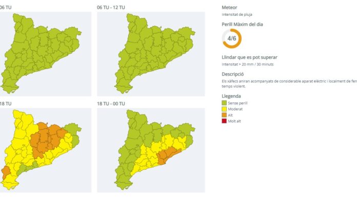 Protecció Civil demana prudència per les fortes pluges previstes aquesta tarda i vespre