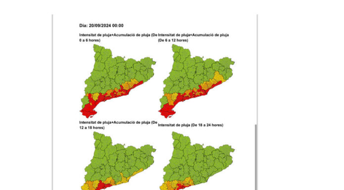 Alerta del pla INUNCAT per pluges localment intenses al Baix Llobregat