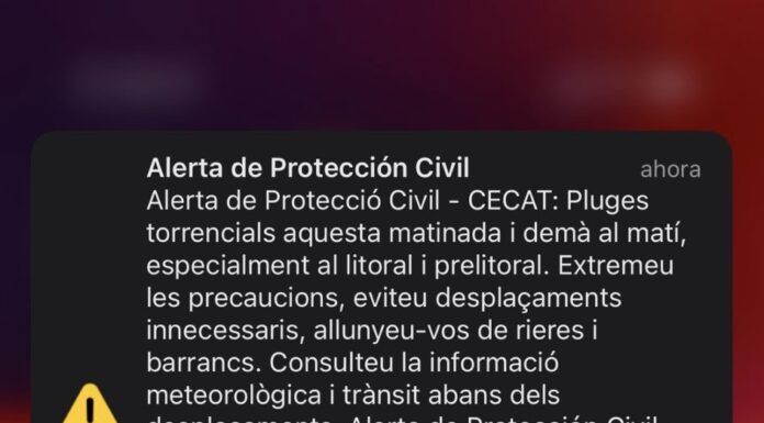 Activat el Pla Inuncat i l’ ES‑Alert al Baix Llobregat per fortes pluges