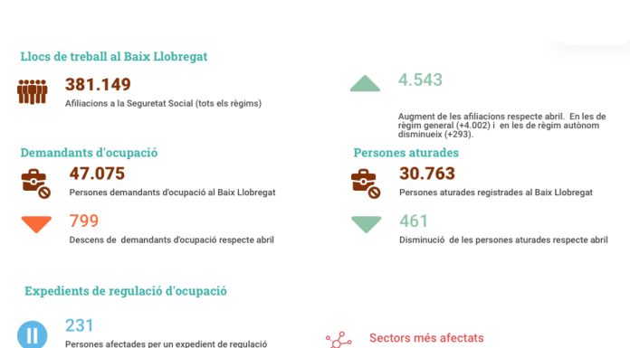 L’atur al Baix Llobregat baixa per segon mes consecutiu i se situa en les 30.763 persones